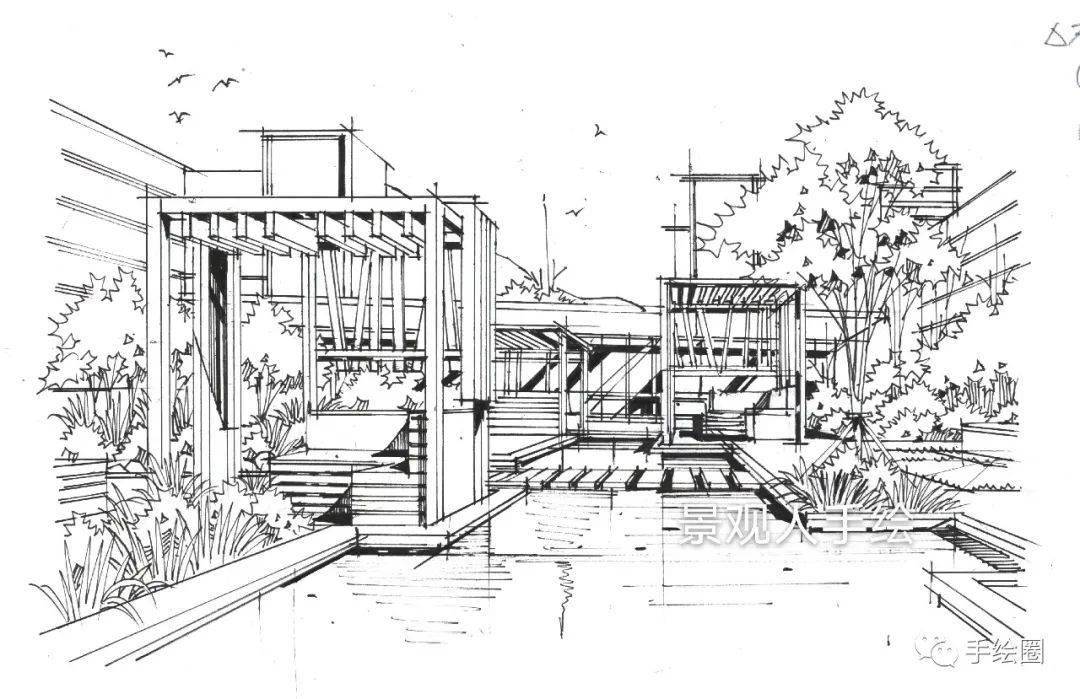 景觀人原創精選風景園林考研快題中應該有的手繪效果圖