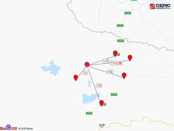 震中距班戈縣73公里,距安多縣119公里,距色尼區156公里,距當雄縣170