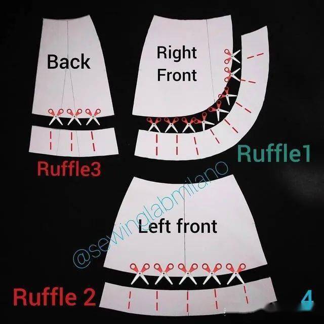 不规则荷叶边短款半身裙纸样解析