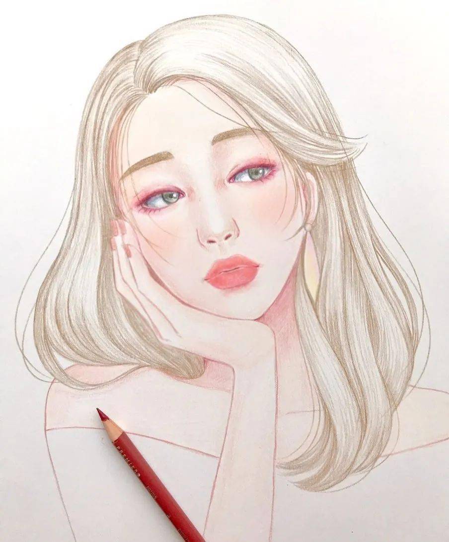 手绘插画 彩铅绘画人物头像