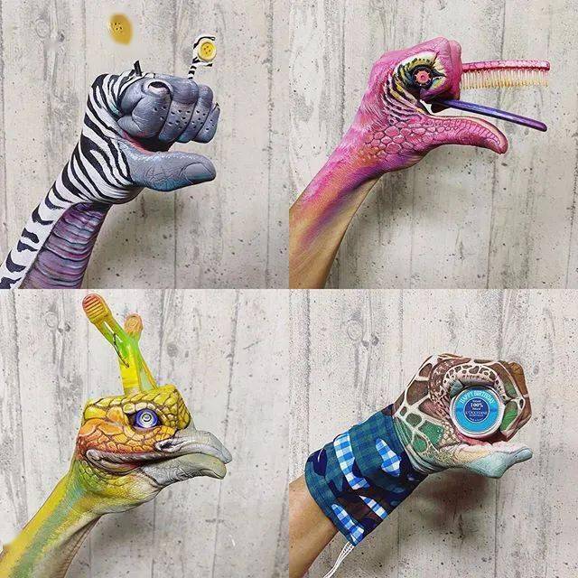 手与动物结合创意画图片
