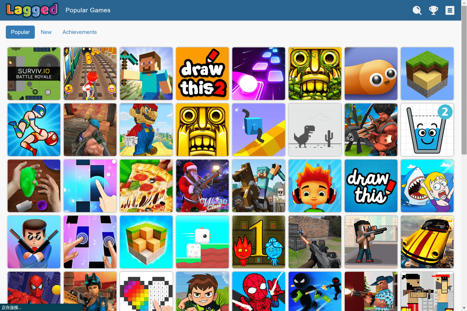 上面分享的都是一些单个游戏,最后则分享一个小游戏集合的网站lagged