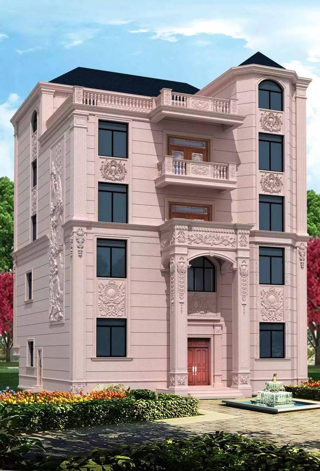 黄金麻永定红沙利士红等别墅外墙石材效果图鉴赏