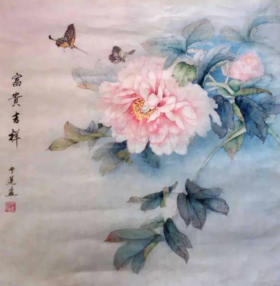 她探索于工笔与没骨之间,作品充满诗情画意_雪莲