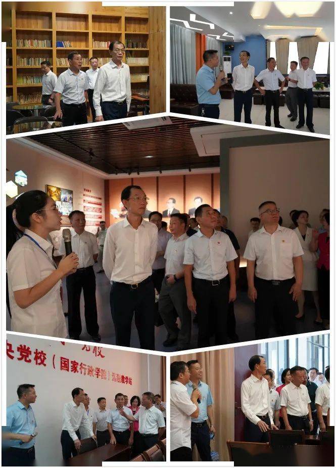 会前,吉水县委党校常务副校长肖冬根带领与会人员参观校园,围绕校建