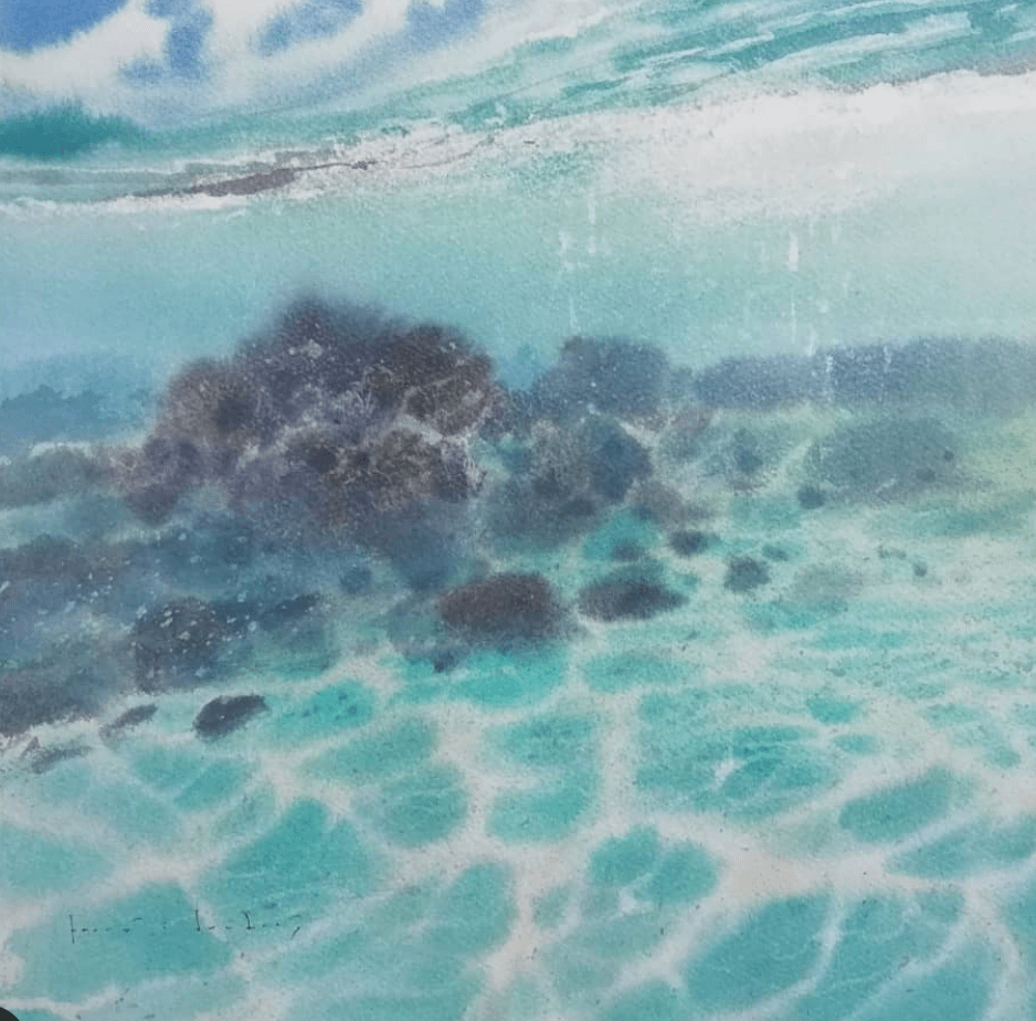 巴塞罗那水彩画家cescfarre水彩作品欣赏海底砂石肌理