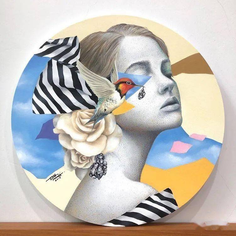 泰国艺术家的绝美人物拼贴创意画作