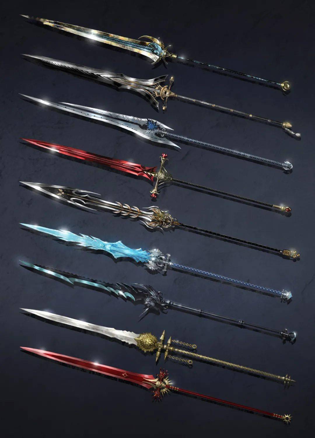 从原画上看,剑矛是一把剑柄与剑刃长度相当的武器,与它名字一样,剑矛