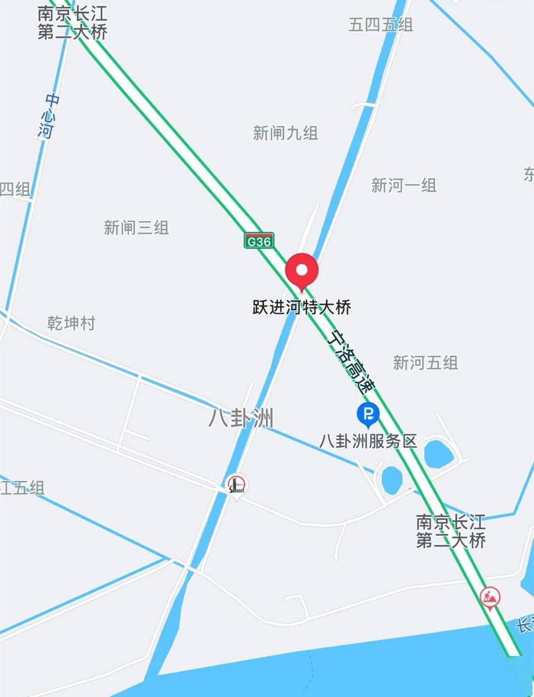 也就是二橋段的躍進河大橋,寧洛高速公路在南京八卦洲長江大橋,本次