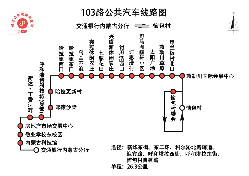 9月19日起呼和浩特103路公交直达敕勒川草原