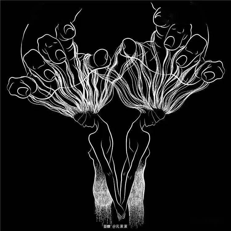 极富内涵的女性黑白插画