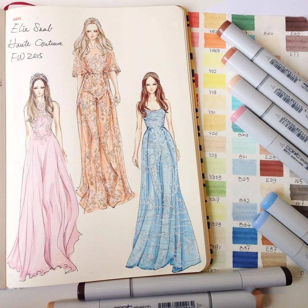 手绘礼服效果图步骤教程60款