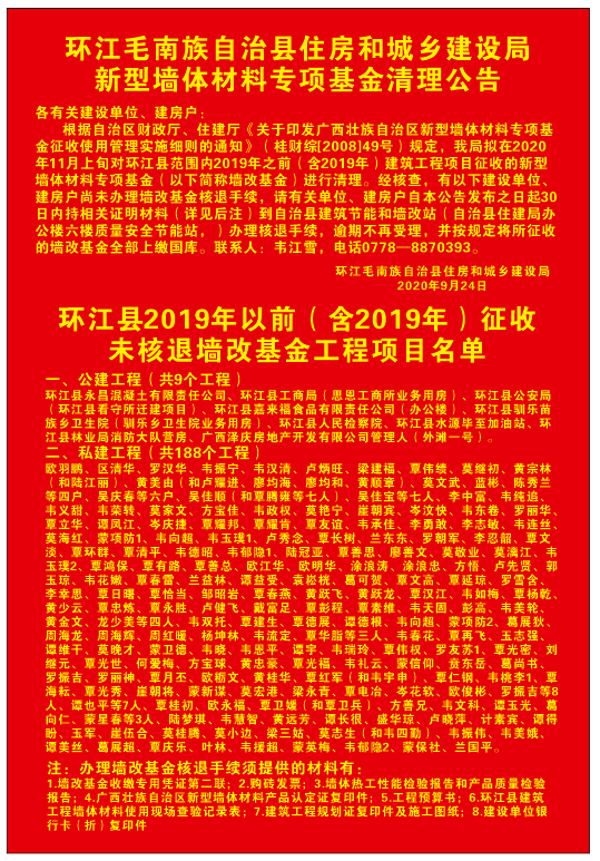 环江又一批新型墙体材料专项基金清理工作开始了