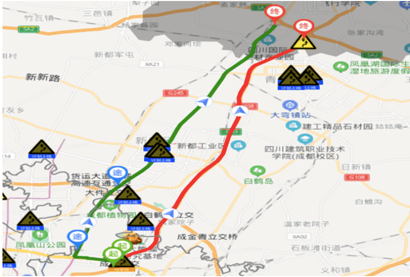 蒲快速路～溫江～成溫邛快速路～崇州～成溫邛高速返城繞行線路成溫邛