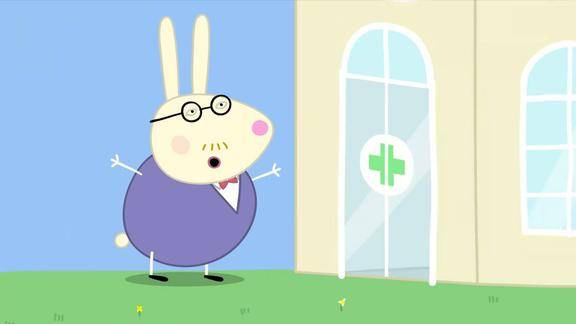 小猪佩奇兔爸爸说着不要惊慌自己却慌的乱跳真是太可爱了