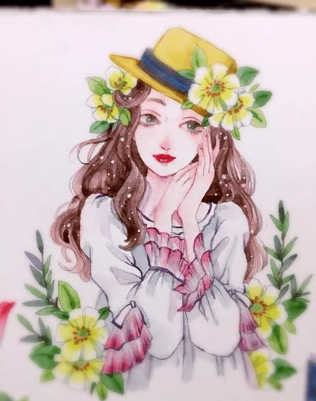 水彩画手绘少女心爆棚的水彩插画