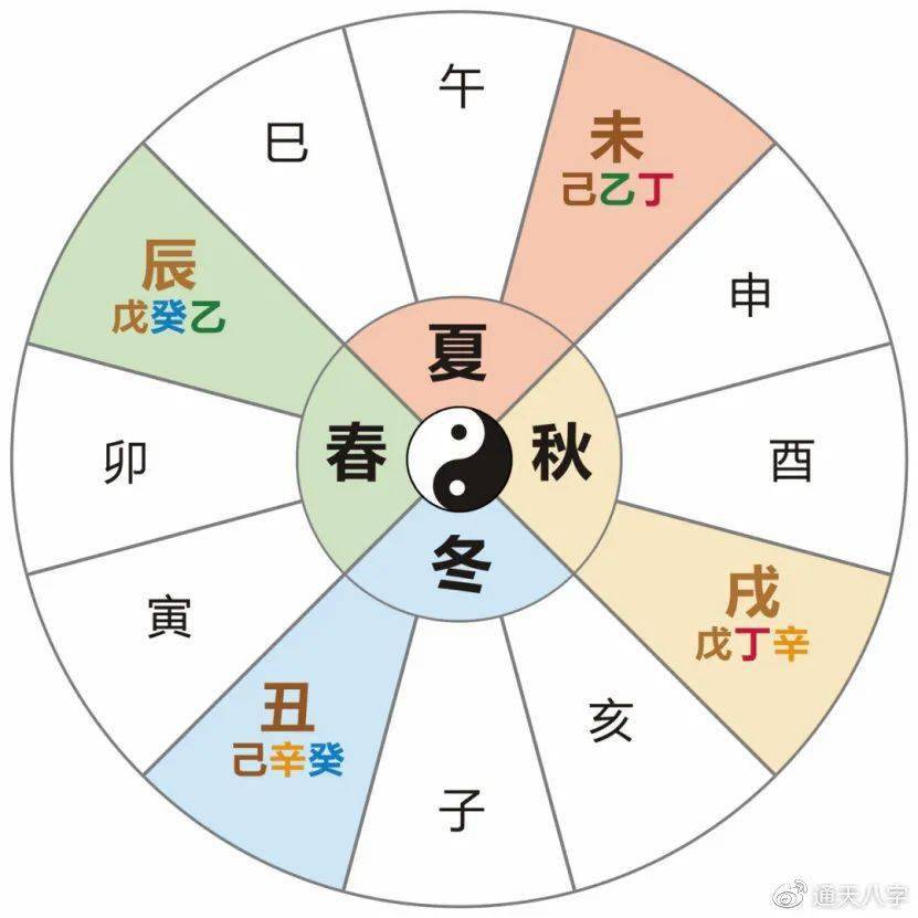 图9:四季之墓(库)本气为土,季节五行为阴最终确定十二地支藏干如下:子