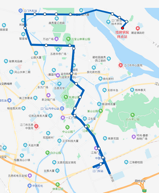 运营时间城轨江门东站:6:00~19:00技师学院站:6:50-19:30往返停靠站点
