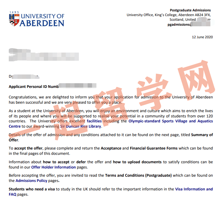 【案例分享】阿伯丁大学工商管理硕士专业offer一枚