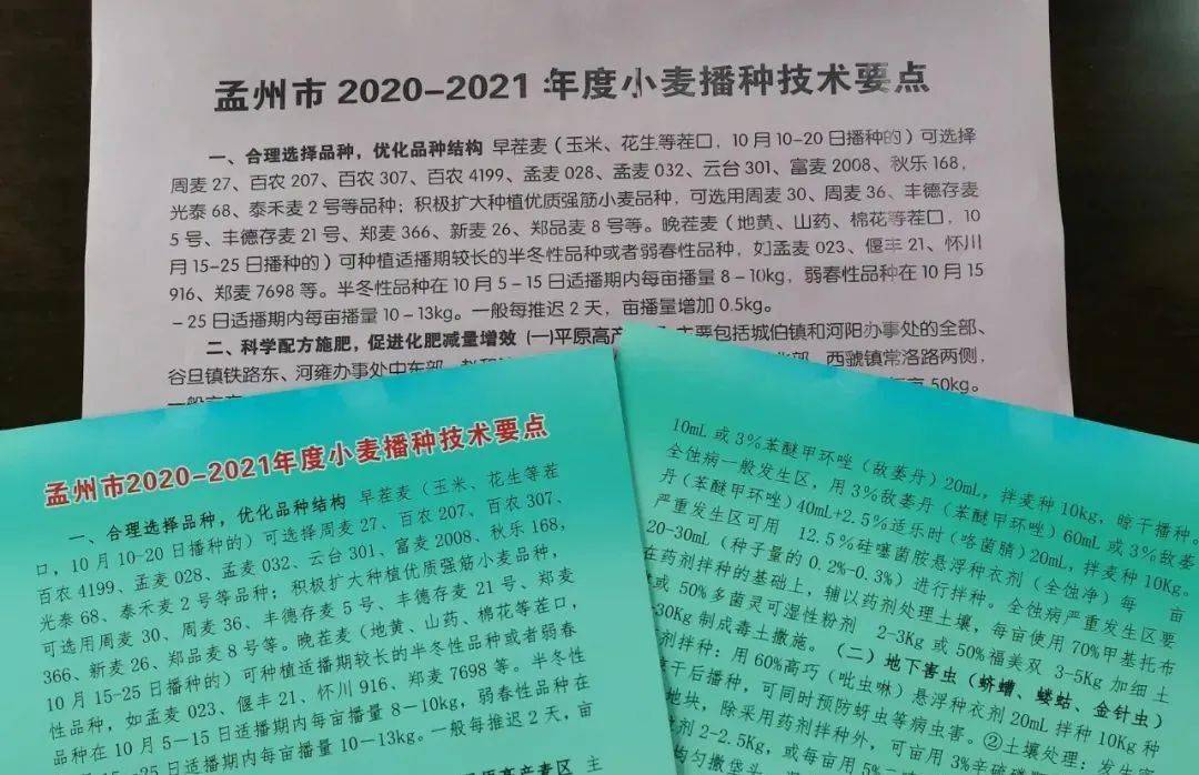 孟州市农业农村局做好技术服务指导小麦备播