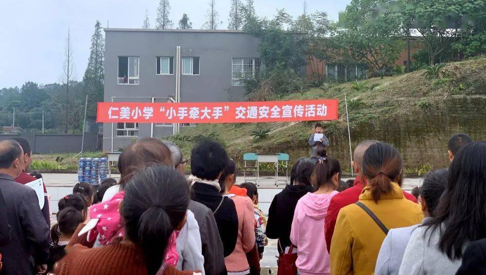 仁美镇小学校开展小手牵大手交通安全宣传活动