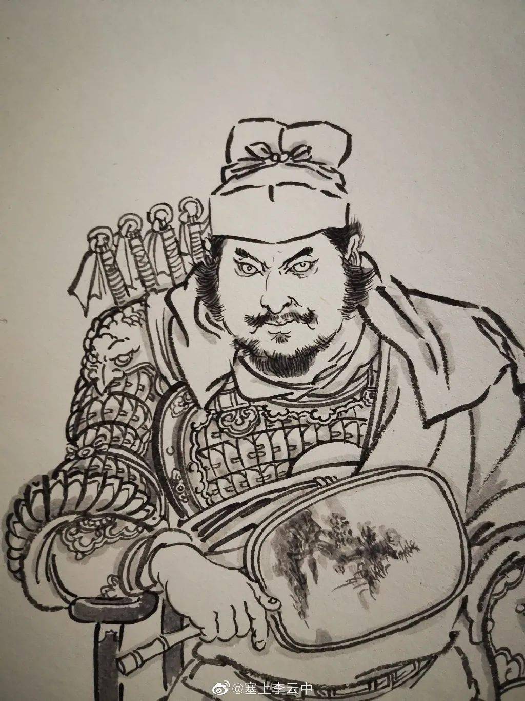 李云中绘制的三国人物他对自己作品的评价是"谋士如龙,猛将如虎"画面