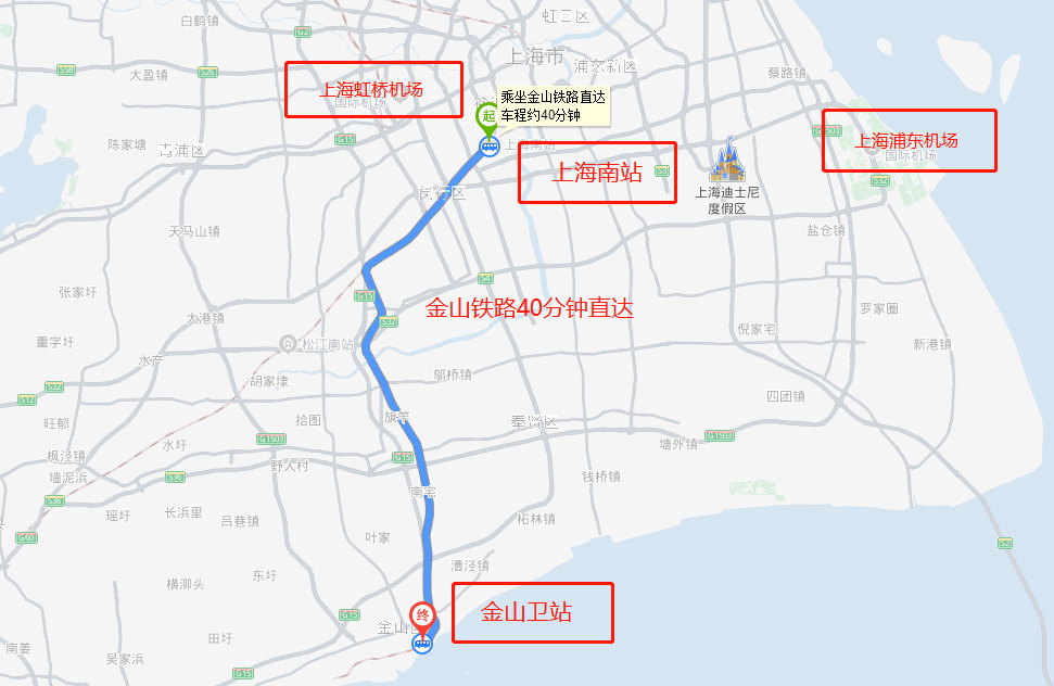 您可乘火车抵达金卫东站(车程约16公里,26分钟)或松江南站(车程约26