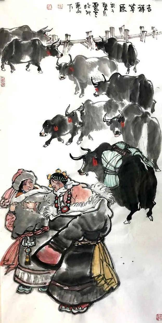 名家推介巴爱天的牦牛画