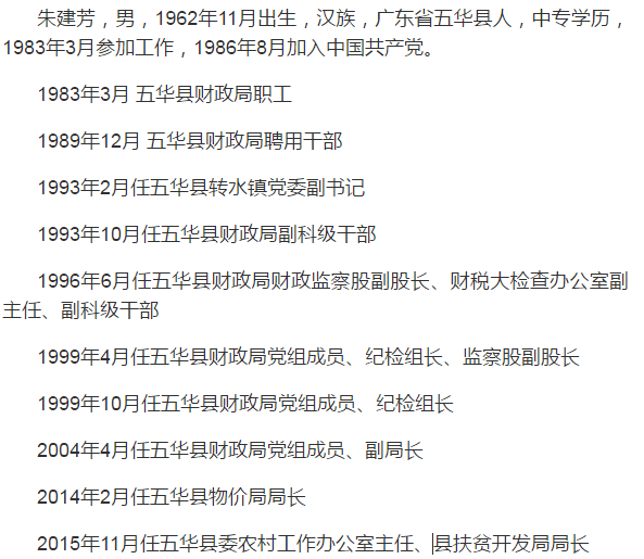 政协五华县委员会办公室二级主任科员朱建芳涉嫌严重违纪违法,经梅州