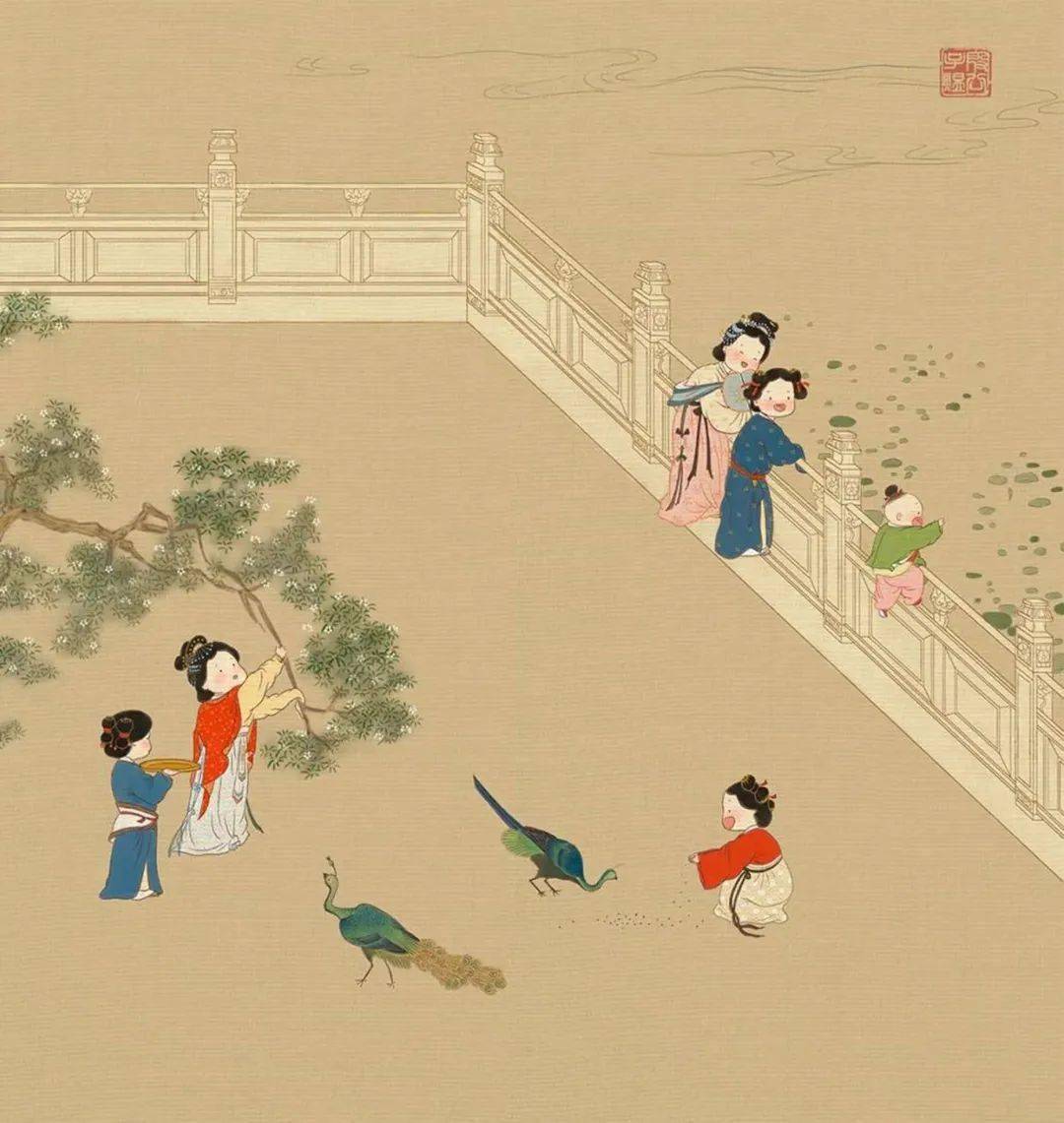 后宫佳丽们《汉宫春晓图》是明代画家仇英创作的一幅绢本重彩仕女画