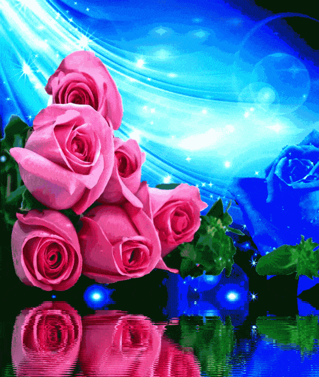 动态玫瑰花彩色图片
