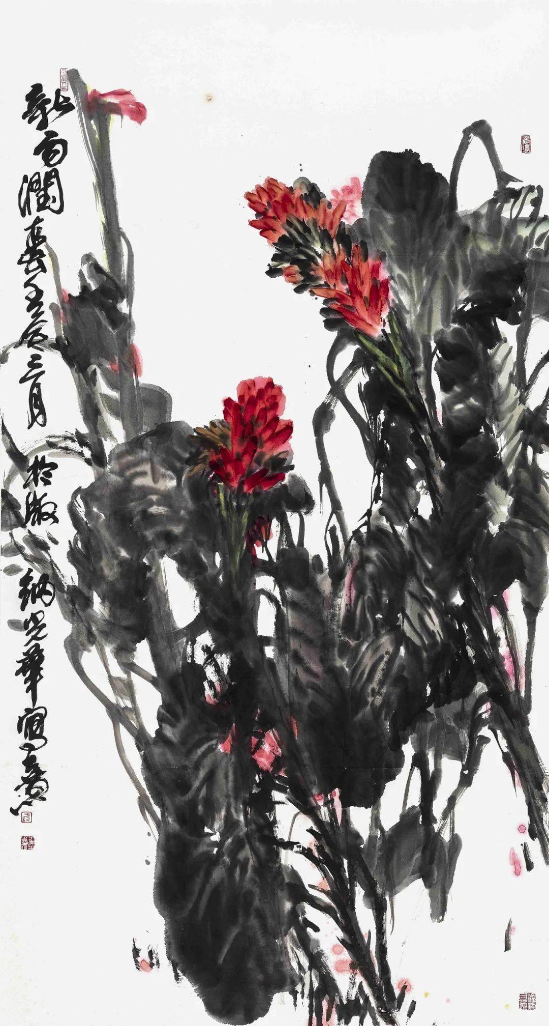 纸本设色224x153cm2018年岳黔山 铁石身 纸本水墨367x288cm2017年张弓