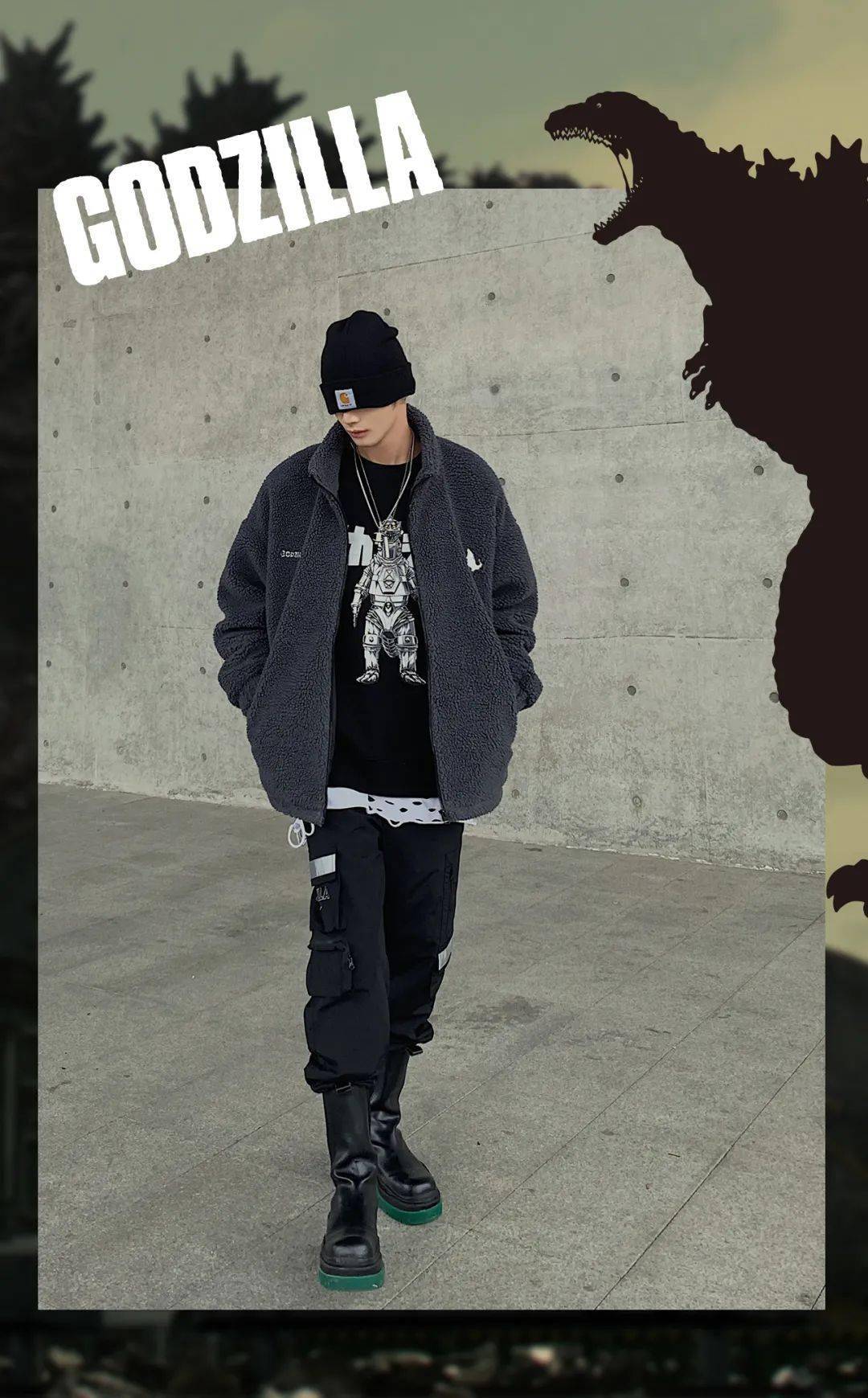 gxg jeans×godzilla全新联名系列将象征巨型和力量的怪兽进行解构及