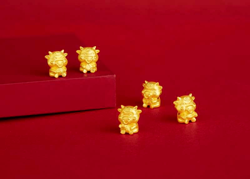 周大生黄金五福牛128元抢周大生999足金小金牛玛瑙手串牛气冲天五福