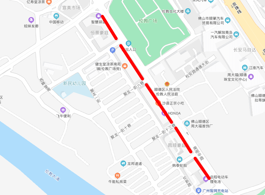 (红色标注为暂停收费停车位)来源:伦教街道土地发展中心,伦教停车编辑