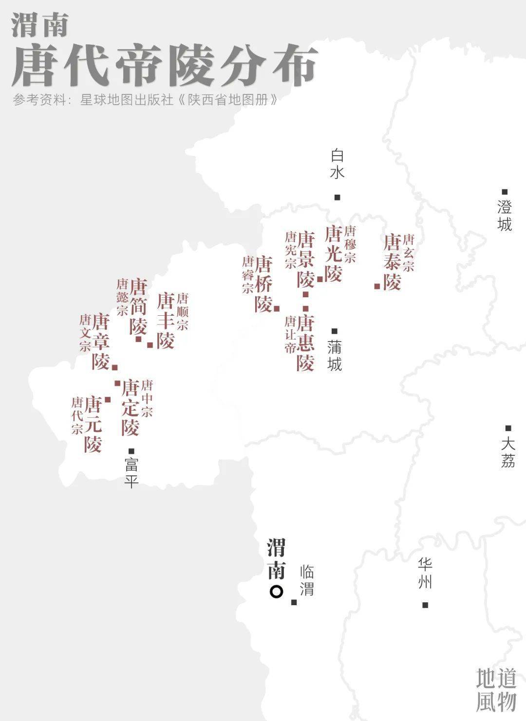 陕西的黄土埋皇上",分布于蒲城,富平两县的10座唐代帝陵,如遥远的星星