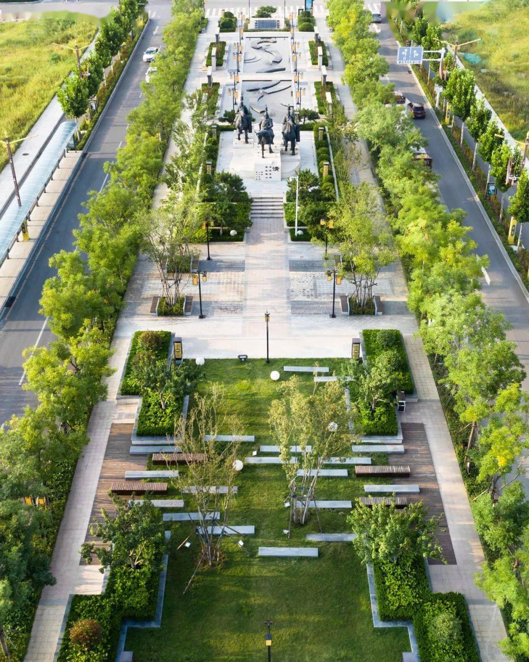 六登泰山,祭祀碧霞元君,设计运用景观的手法将御赐三宝转化为水景轴线