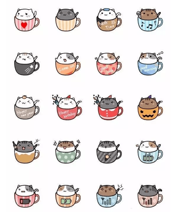 茶杯猫怎么画可爱的图片