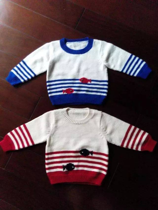 漂亮又可爱的宝宝金鱼图案套衫针织简单平针适合新手附教程