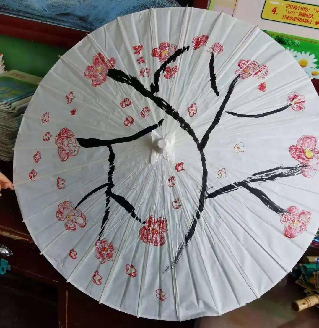 白纸伞的简单绘画图片