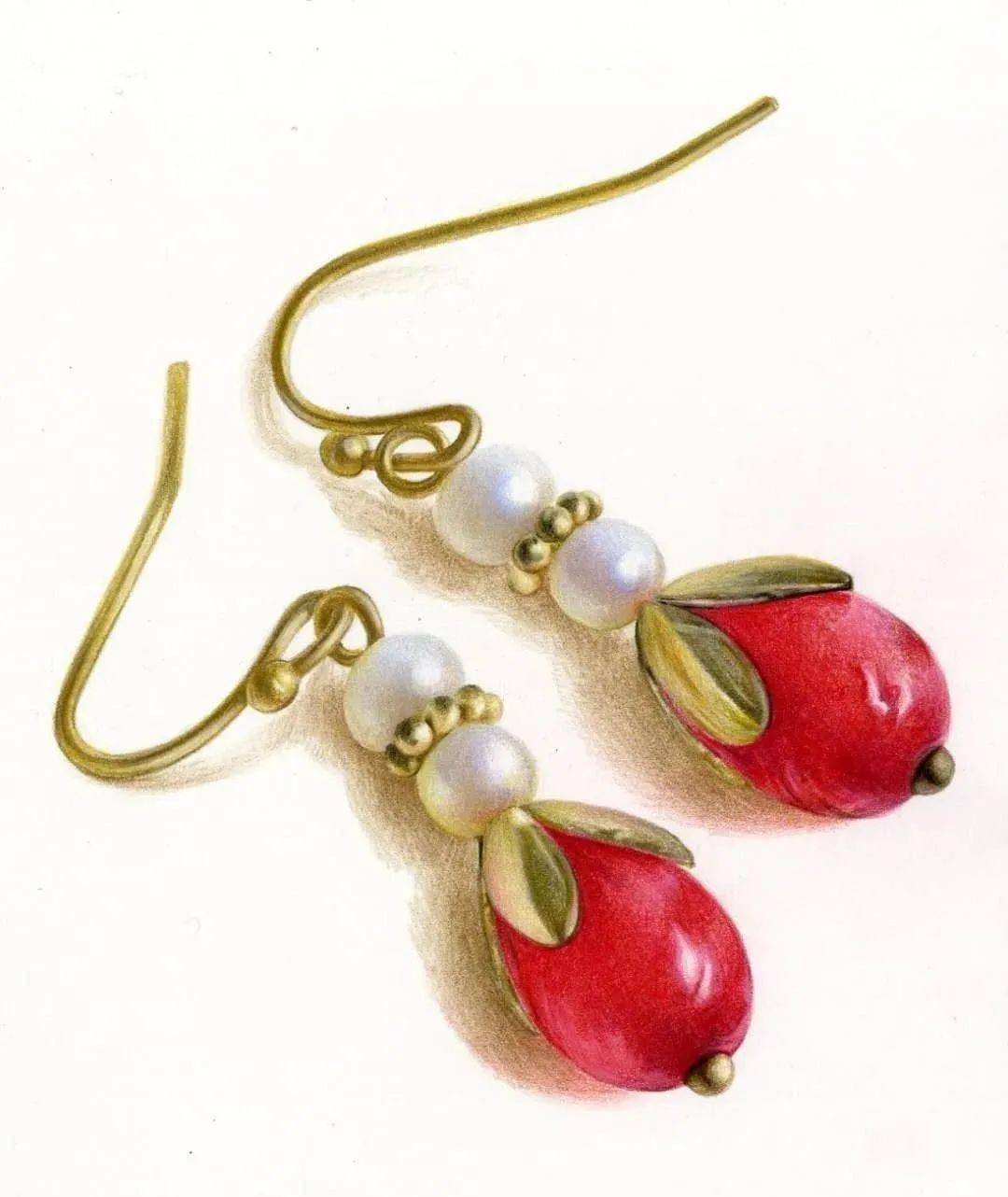 教程:彩铅宝石珍珠耳环