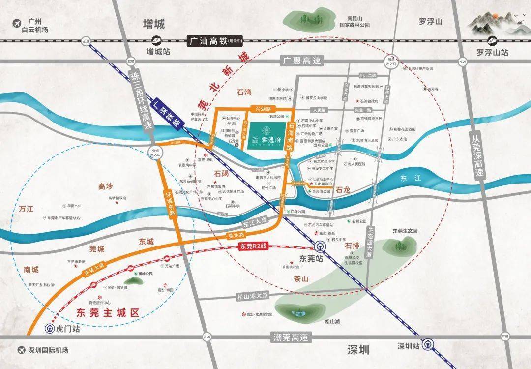 石湾坐拥4桥,3高速,2城轨,成为整个莞北重要的产业集聚地,从汽车,物流