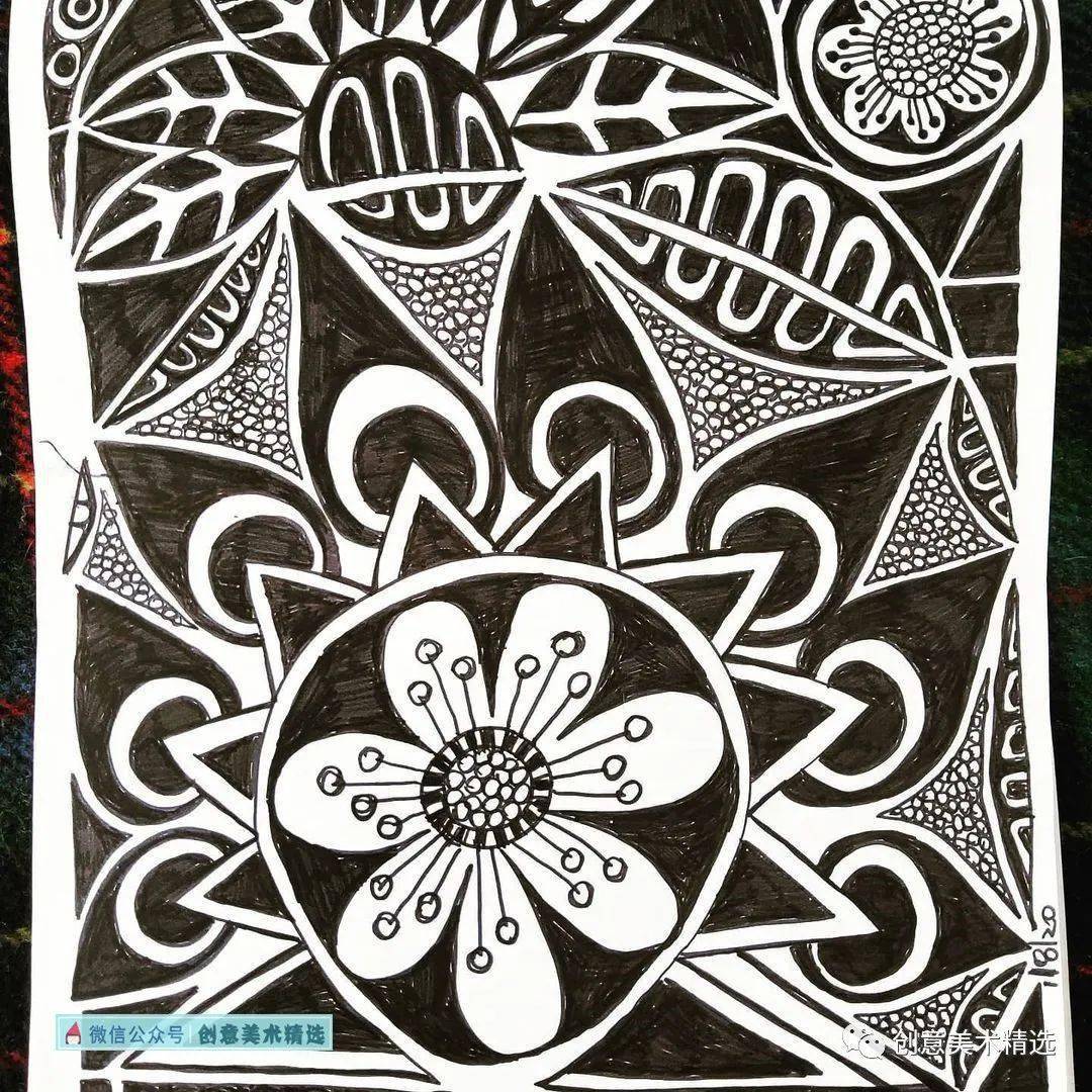 黑白装饰画临摹素材——20张纹样涂鸦_工艺美术