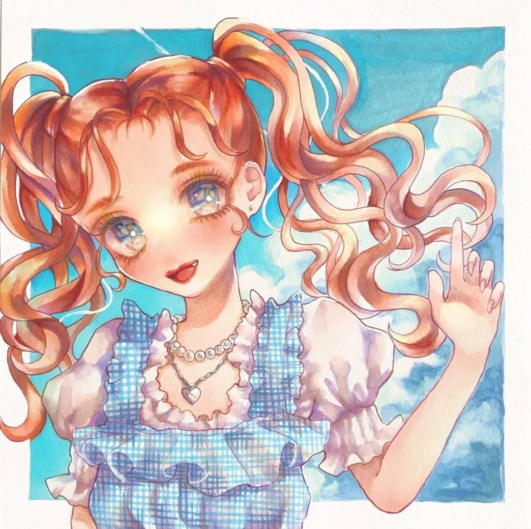 马克笔插画眼睛超美软萌洛丽塔漫画少女头饰发型裙子上色画法