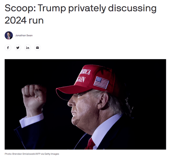 知情人士称川普考虑在拜登宣誓就职期间宣布竞选2024