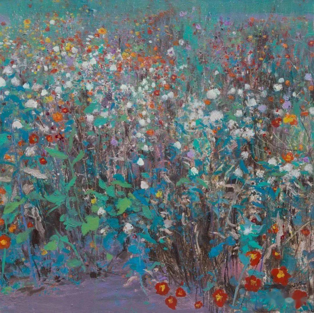 布面油画 80x80cm 2017年花圃布面油彩 100x80cm 2017年野花写生·一