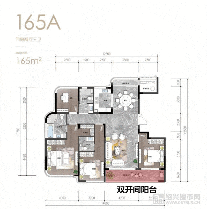 金昌·烟波飞鹭建面约165㎡户型鉴赏这已然不再是一个单纯的居住