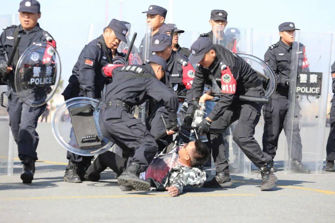 现场震撼综治力量誓师联巡维稳处突集结演练