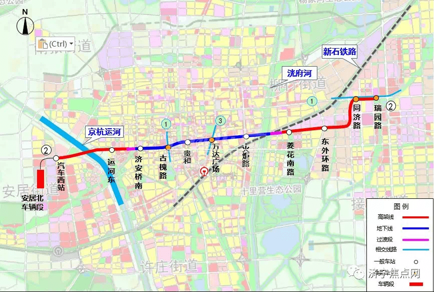 公布,确定了济宁轨道交通建设一期项目:2号线,3号线一期和l6号线
