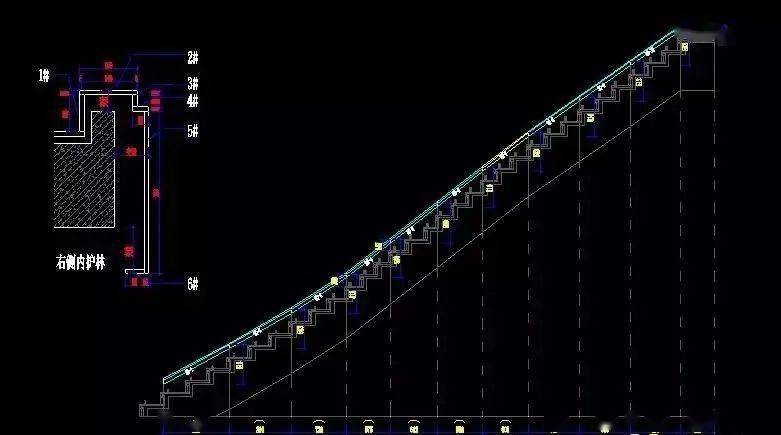 石材旋轉樓梯cad素材正面與側面平面圖參考